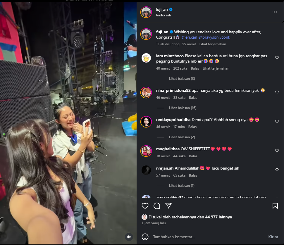 Fuji syok saat DJ Bravy melamar Erika Carlina